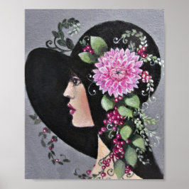 Dame in een decoratief Pet Poster