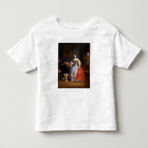 Dame in een gele en rode jurk