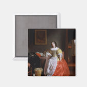 Dame in een gele en rode jurk magneet (Voorkant / Achterkant)