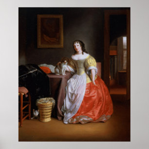 Dame in een gele en rode jurk poster