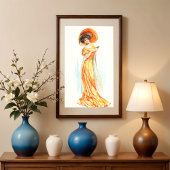 Dame in een gele jurk, Fine Art Poster