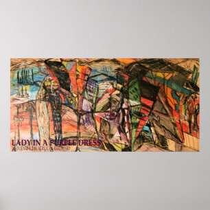 Dame in een Paarse dress Poster