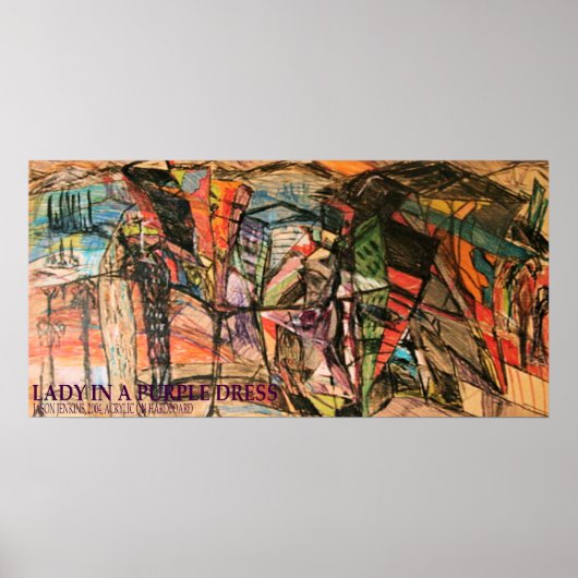 Dame in een Paarse dress Poster (Voorkant)