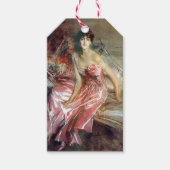 Dame in een roze jurk (door Giovanni Boldini) Cadeaulabel (Voorkant)