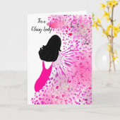 Dame in een roze jurk kaart (Gele Bloem)