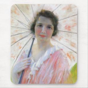 Dame in een roze jurk met een parasol (Robert Reid Muismat