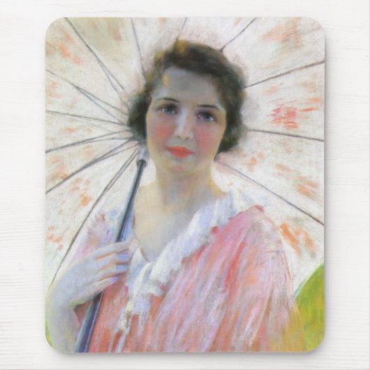 Dame in een roze jurk met een parasol (Robert Reid Muismat (Voorkant)