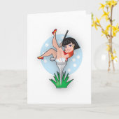 Dame in een T-shirt Kaart (Gele Bloem)