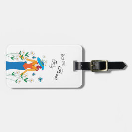 Dame in een tuin Bagagelabel