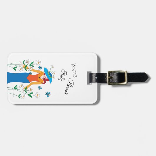 Dame in een tuin Bagagelabel (Voorkant horizontaal)