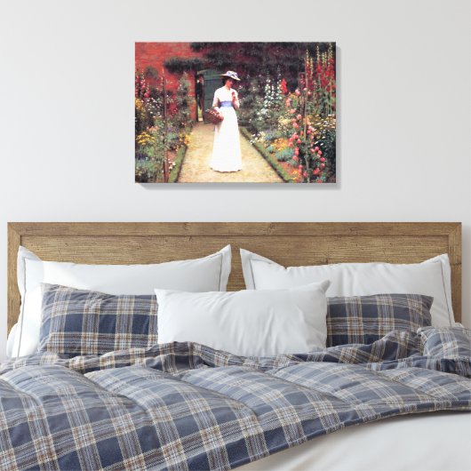 Dame in een tuin canvas afdruk (Insitu (Slaapkamer))