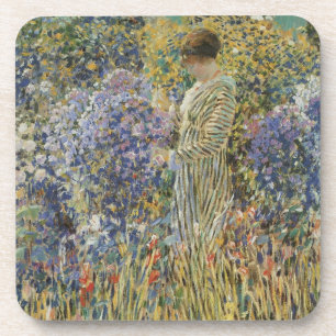 Dame in een tuin door Frederick Frieseke, Fine Art Bier Onderzetter
