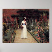 Dame in een tuin - Edmund Blair Leighton Poster (Voorkant)