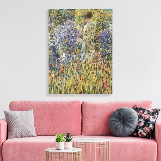 Dame in een tuin van Frederick Frieseke, fijne kun Canvas Afdruk (Insitu (Woonkamer))
