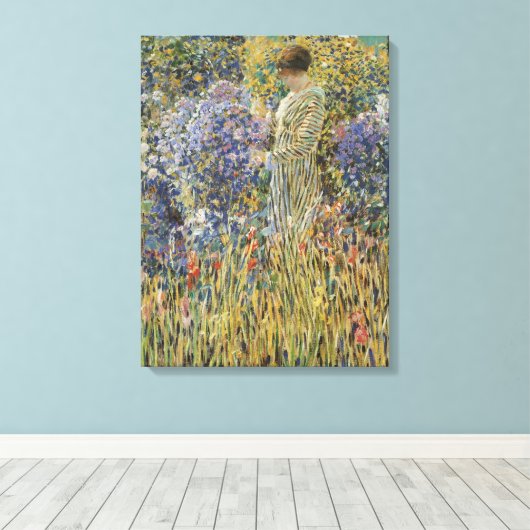 Dame in een tuin van Frederick Frieseke, fijne kun Canvas Afdruk (Insitu (Houten vloer))