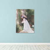 Dame in een tuin zorgen voor haar bloemen met lief canvas afdruk (Insitu (Houten vloer))