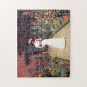 Dame in een tuinpuzzel legpuzzel (Verticaal)