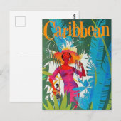 Dame in een wandeling op het Caraïbisch eiland, , Briefkaart (Voorkant / Achterkant)