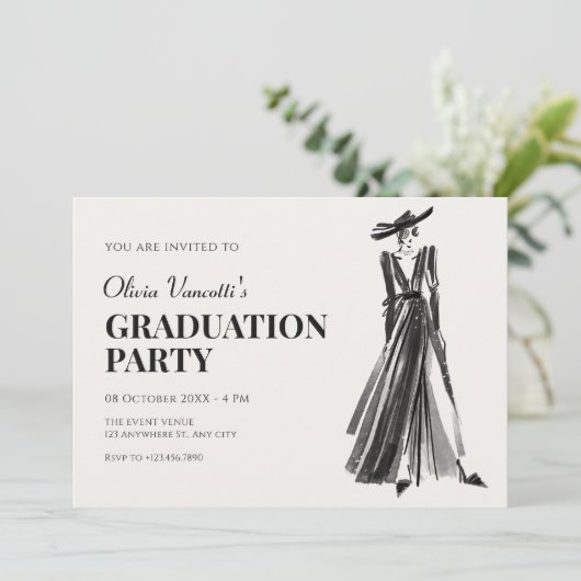 Dame in Elegant Gown mode afstuderen Kaart (Staand voorkant)