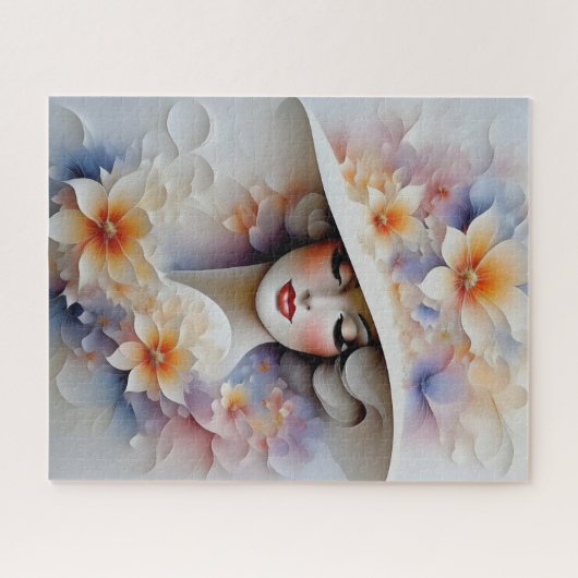 Dame in floppy Floral Pet Legpuzzel (Horizontaal)