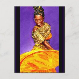 Dame in Gele Dress 2004 Water Color Briefkaart