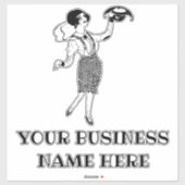 Dame in geruite jurk  kunst doorzichtig sticker (Vel)