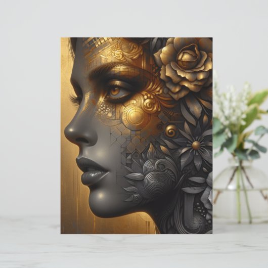 Dame in goud etherische kunst plakboek (Staand voorkant)