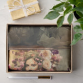 Dame in Groen, Portret & Levendige Bloemenkunst Tissuepapier (Geschenk)