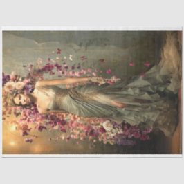 Dame in Groen, Portret & Levendige Bloemenkunst Tissuepapier