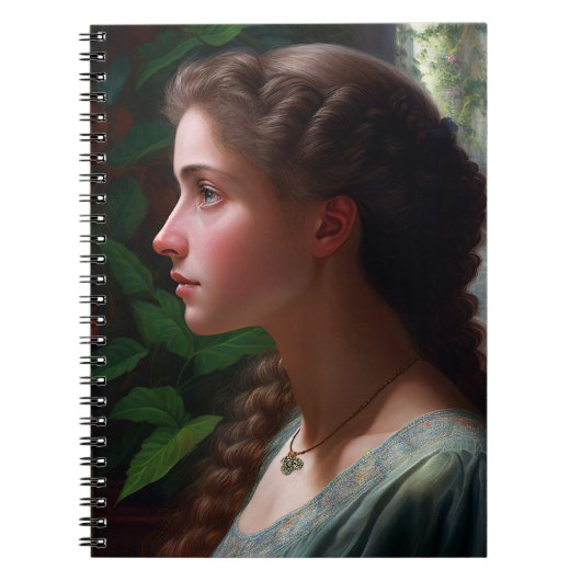  dame in groene rode bloemen notitieboek (Voorkant)