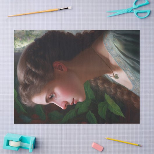  dame in groene rode bloemen ontkoppeling tissuepapier (Craft)