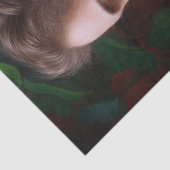 dame in groene rode bloemen ontkoppeling tissuepapier (Detail)