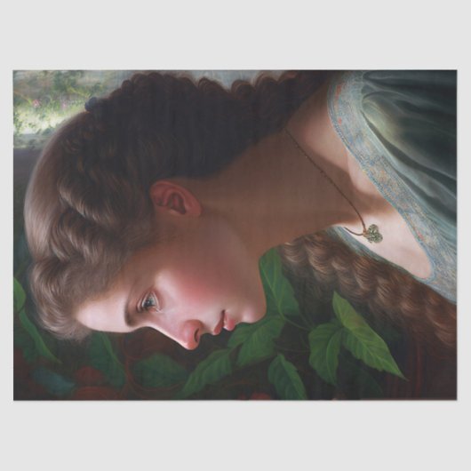 dame in groene rode bloemen ontkoppeling tissuepapier (Voorkant)