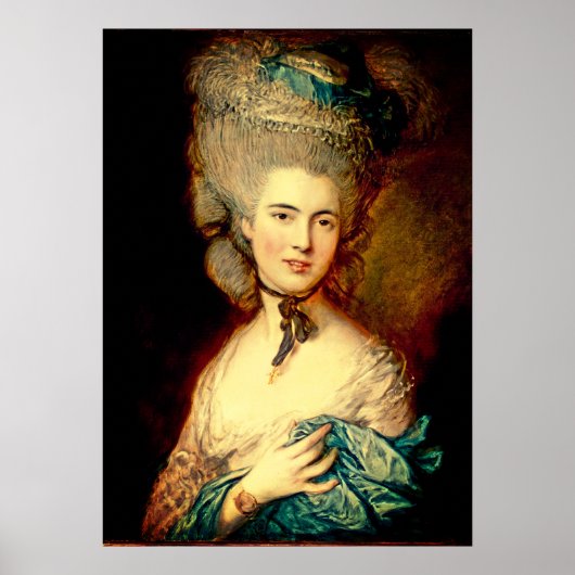 Dame in het blauw Georgisch duchess gainsborough Poster (Voorkant)