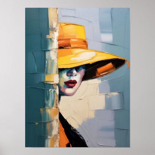 Dame in het Gele Pet Poster (Voorkant)