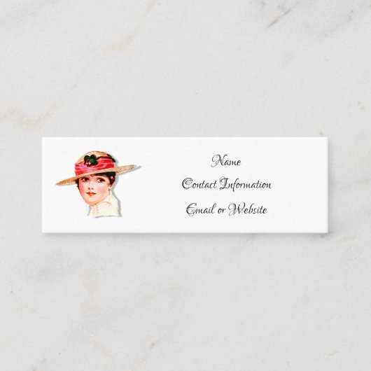  dame in het Pet van stro Mini Visitekaartje (Voorkant)