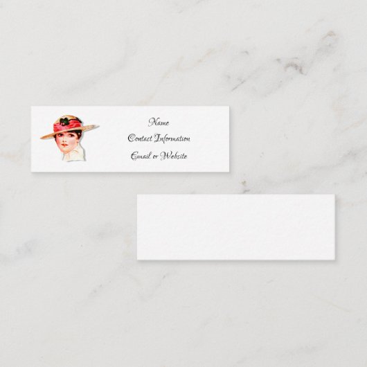  dame in het Pet van stro Mini Visitekaartje (Voorkant / Achterkant)