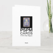 Dame in het raam met krans feestdagen kaart (Achterkant)