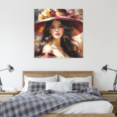 Dame in het rood 1 canvas afdruk (Insitu (Slaapkamer))