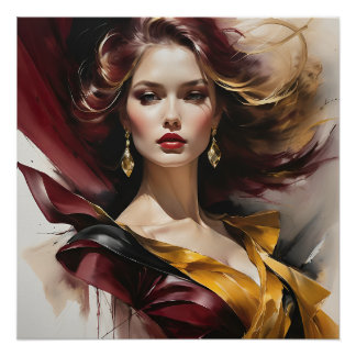 Dame in het rood 2 perfect poster