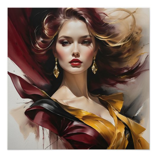 Dame in het rood 2 perfect poster (Voorkant)