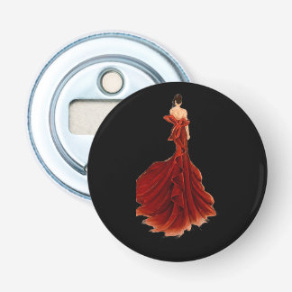Dame in het Rood Flesopener met knop Button Flesopener