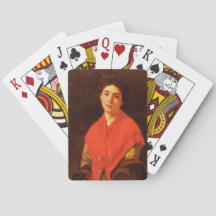 Dame in het Rood (Italiaanse vintagekunst) Pokerkaarten