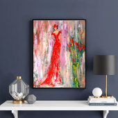 Dame in het rood poster