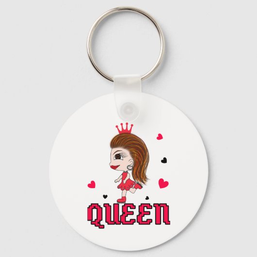 Dame in het rood sleutelhanger (Voorkant)