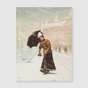 dame in het sneeuwstorm