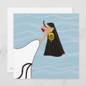 Dame in het wit dansen bij het Zee in Griekenland Kaart (Voorkant / Achterkant)