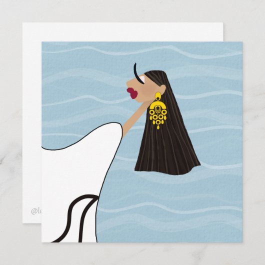 Dame in het wit dansen bij het Zee in Griekenland Kaart (Voorkant / Achterkant)