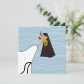 Dame in het wit dansen bij het Zee in Griekenland Kaart (Staand voorkant)