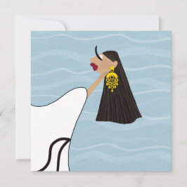 Dame in het wit dansen bij het Zee in Griekenland Kaart